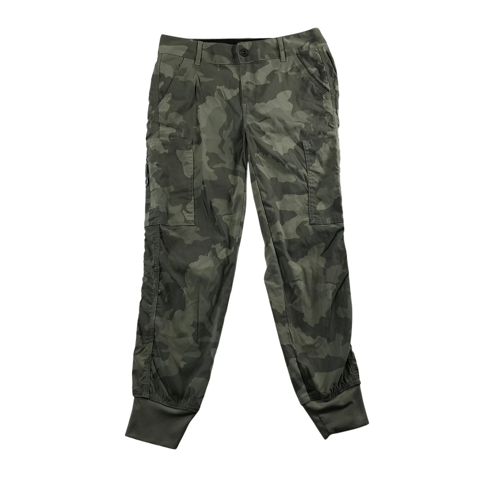 Prana Womens Camo Cargo Joggers Green Camouflage Hiking Pants Size 4 Stretch